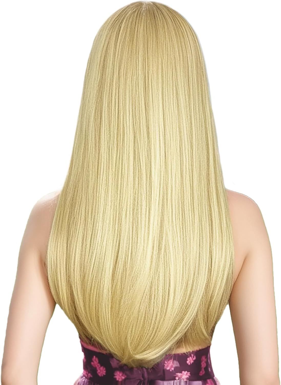 ENTRANCED STYLES Blonde Wig with Bangs, Long Straight Wigs for Women Natural Hair Wigs Synthetic Blonde Wigs for Girls Daily Party Halloween Cosplay Wig 22 Inch