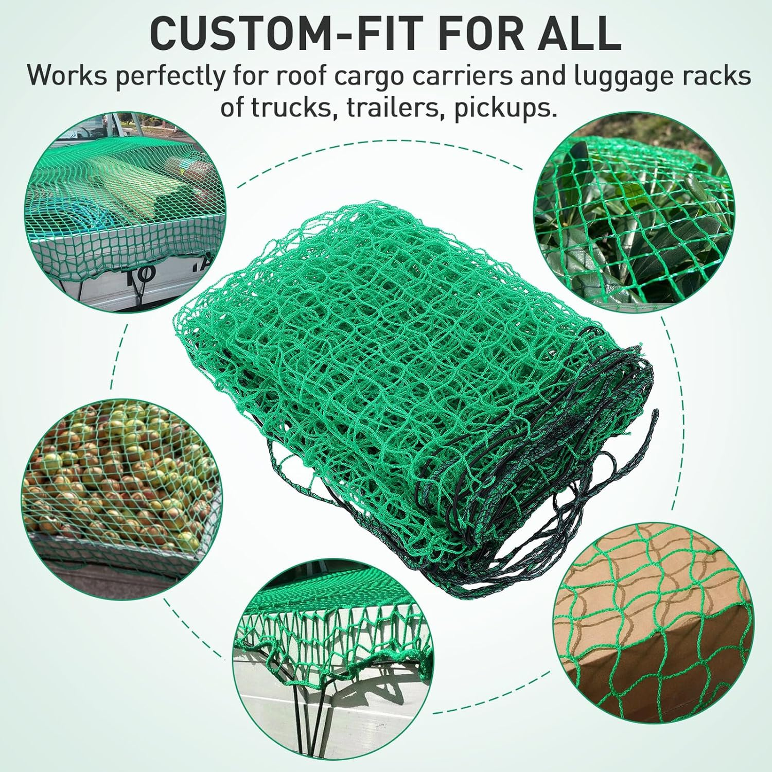 Iplusmile Vehicle Body Fall Net Heavy-Duty Bungee Cord and Hooks Nylon Material for Pickup Truck Bed