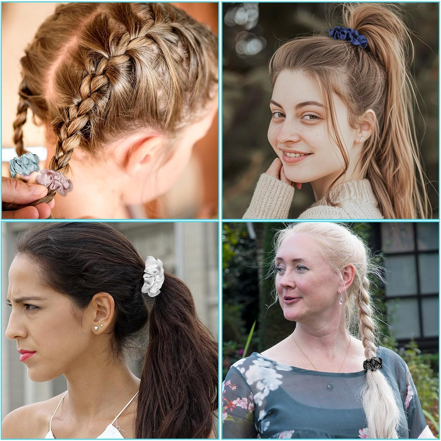 Wanmu Pack of 12 Satin Silk Small Hair Ties, Soft Silk Hair Bands, Elastic Ponytail Holder, Satin Hair Accessories for Women and Girls image number 4