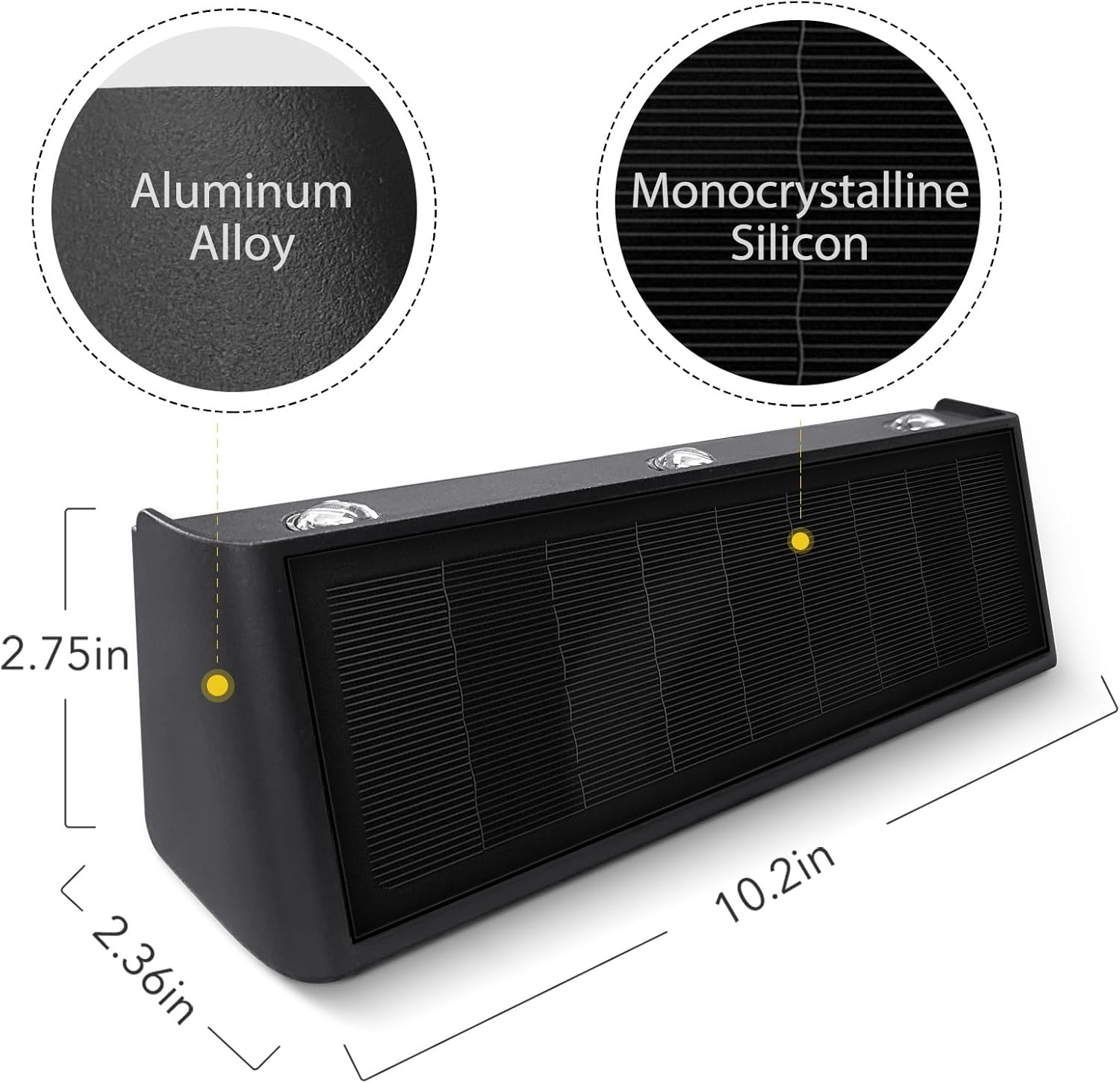 Solar Lights Outdoor Waterproof 3000K Warm Aluminum up and down Wall Sconce Dusk to Dawn 2PACK for Outside, Sign, Fence, Yard image number 1