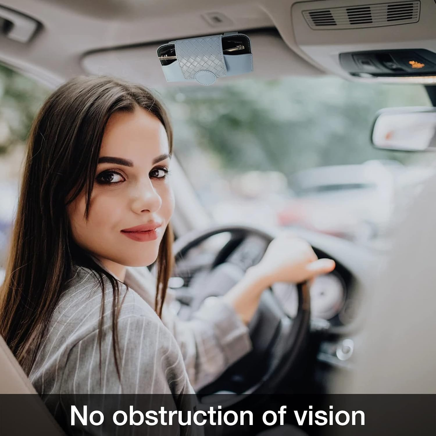 KINIVA Sunglass Holder for Visor - Leather Glasses Case with Clips for Interior Accessories - All Car Models image number 1