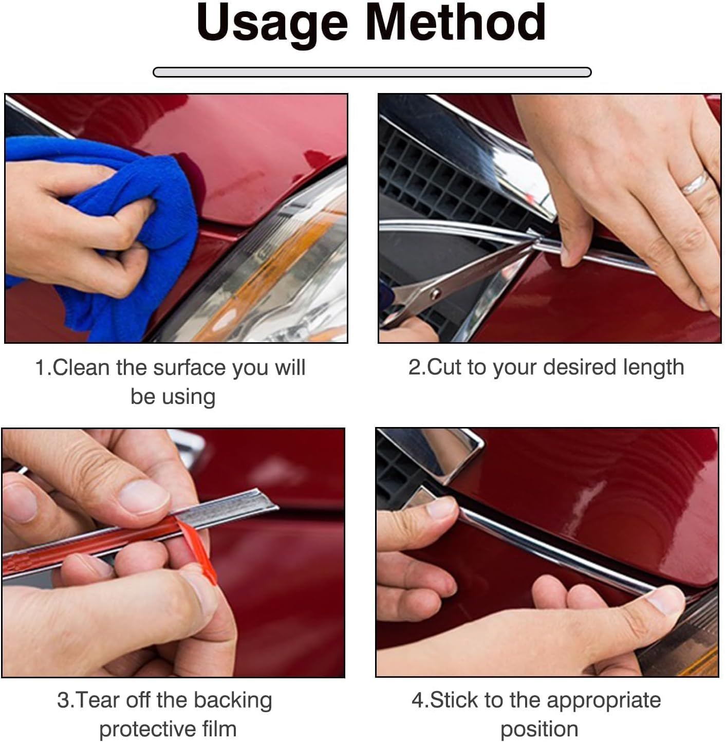 Chrome Trim, 6Mm &times; 3M Silver Flexible Molding Self Adhesive Automotive Tape - Peel and Stick Metallic Mirror Frame Edging Decorative Strip for Wall, Door, Furniture, Car image number 4