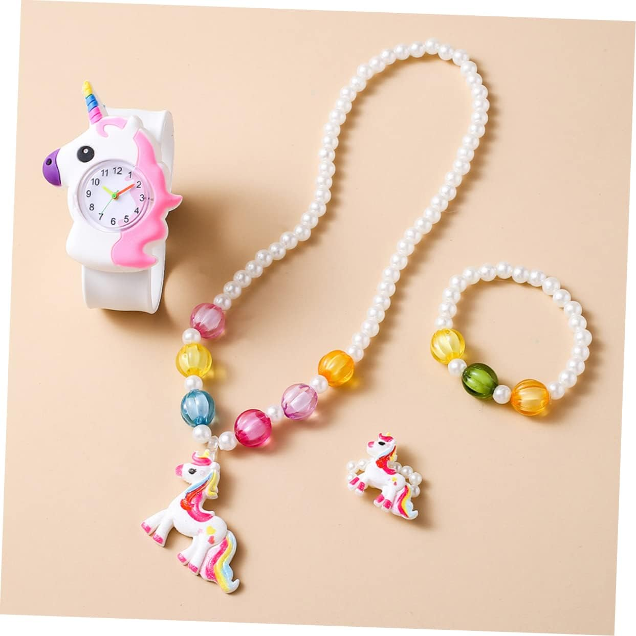 KONTONTY 1 Set Children'S Watch Necklaces Friendship Necklace Unicorn-Shape Slap Watch Unicorns Shaped Slap Watch Kids Silicone Slap Watch Digital Slap Watch Button Silica Gel Number image number 4