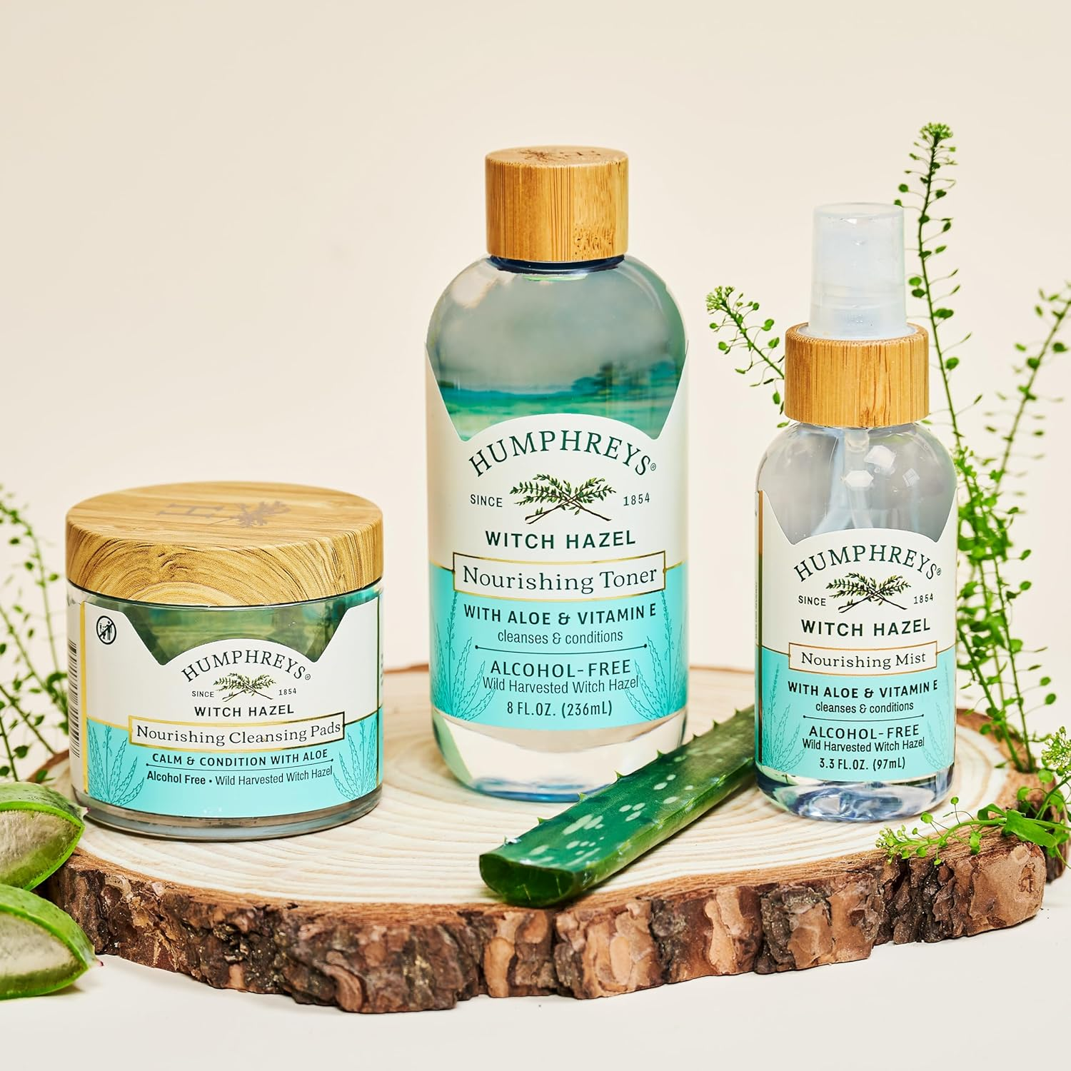 Humphreys Witch Hazel Nourishing Cleansing Pads | Wild Harvested Witch Hazel & Aloe | Hydrating, Natural Alcohol-Free Formula | 60 Rounds