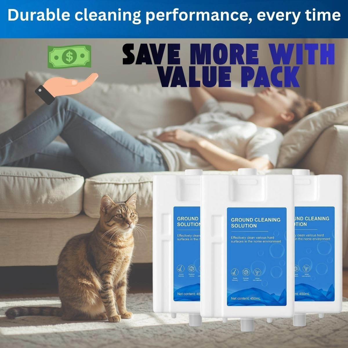 Dreame Cleaning Solution &ndash; 1 L Floor Cleaner Detergent for Dreame L20 / L10 Robot Vacuum Mop, Refill Cleaning Detergent &ndash; 3-Bottle Set image number 1