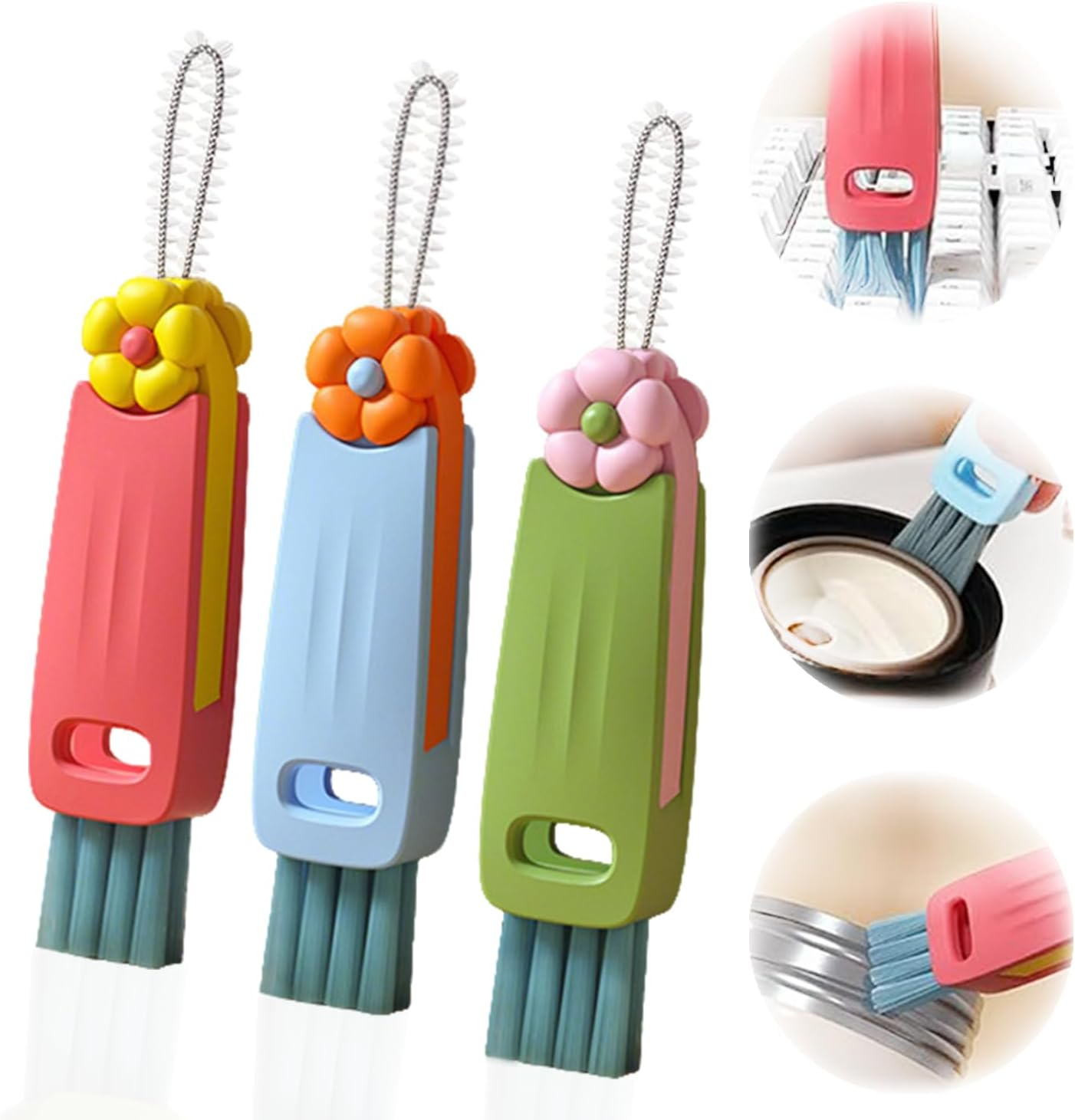 3 in 1 Cup Lid Gap Cleaning Brush Set, Bottle Cleaning Brush Multifunctional Bottle Cleaner Brush Home Kitchen Cleaning Tools, 3PCS