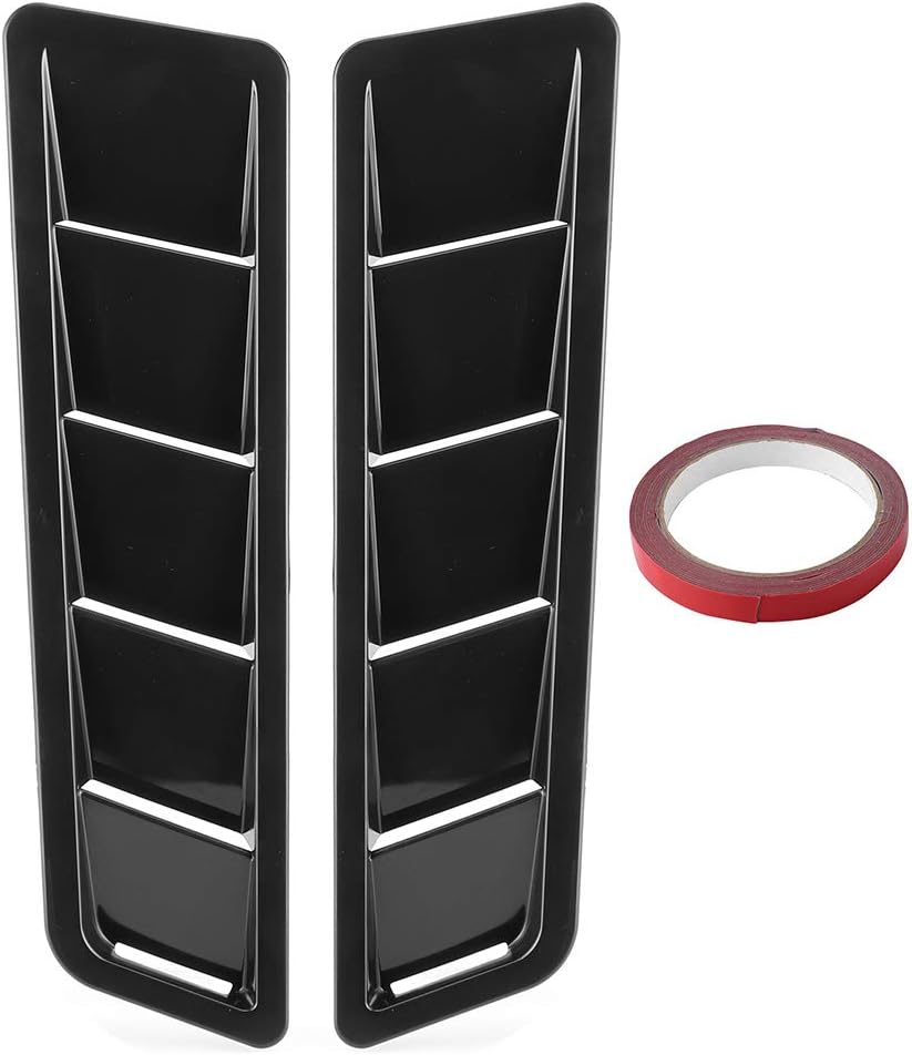 2Pc Hood Vent Air Flow Intake Side Scoop Hood Cover Car Decorative ABS Universial on Car SUV Truck Black
