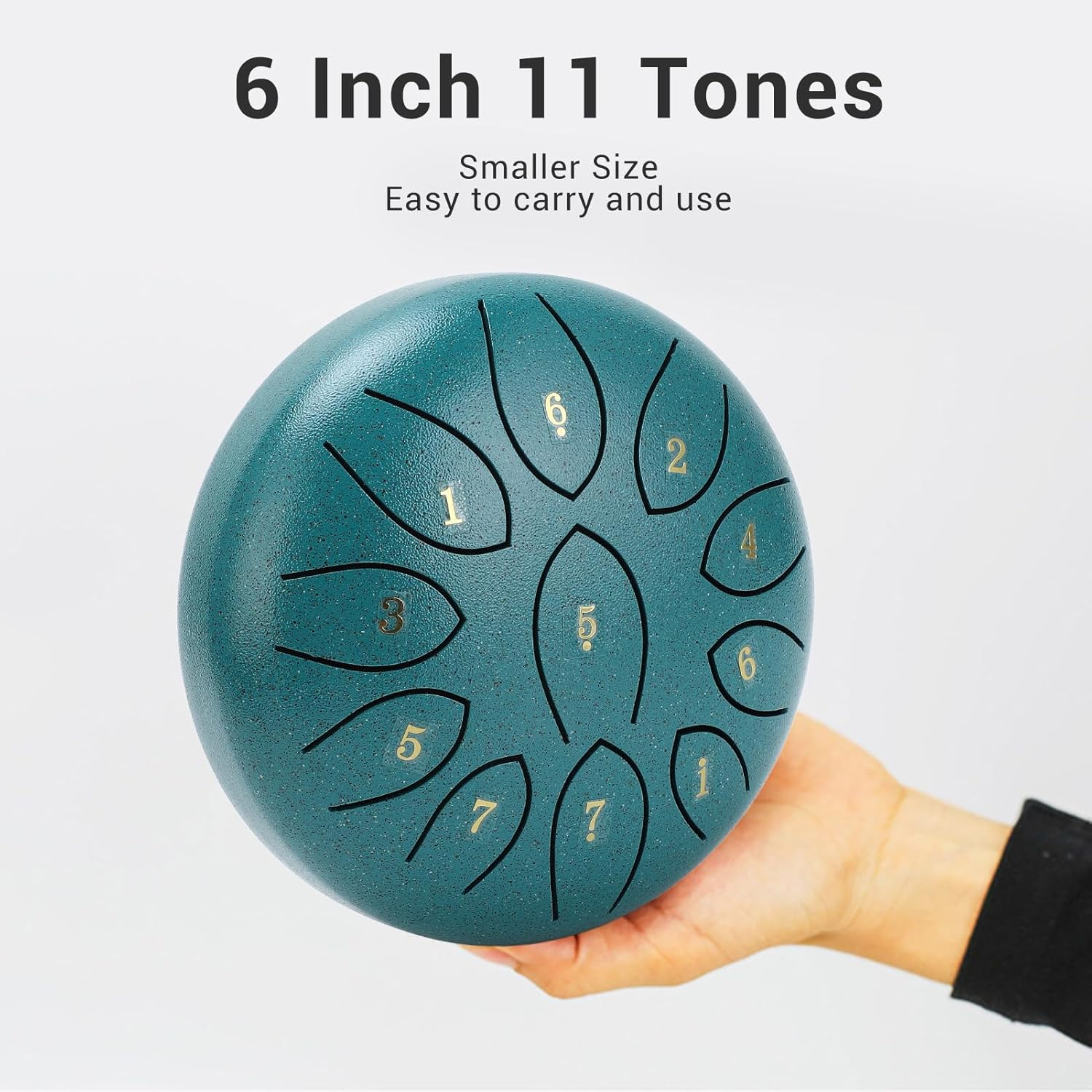 Jiawu Rain Drum, 6 Inch Steel Tongue Drum Rain Chime, Waterproof Sound Instruments for outside with Bag, Sticks, Musical Education Entertainment Meditation Yoga Zen Gifts (Green) - Green image number 2