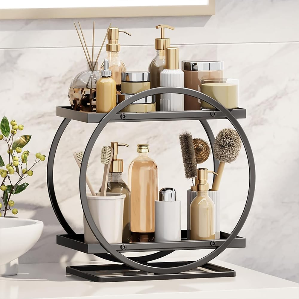 2-Tier Makeup Organizer for Vanity &ndash; Large Capacity Skincare & Perfume Storage Rack, Countertop Cosmetic Display Tray for Bathroom, Dresser, Bedroom Decor image number 5