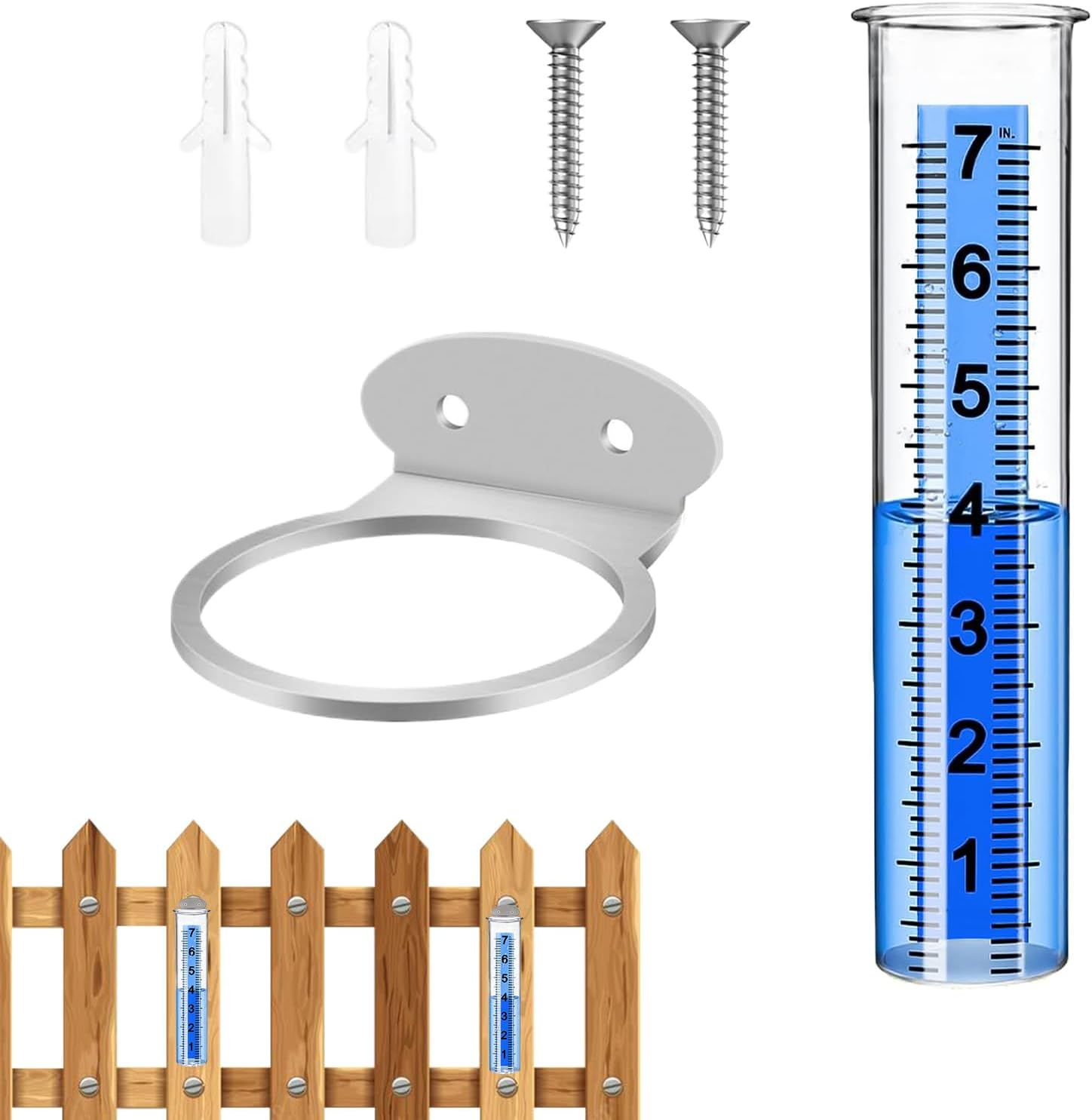 Outdoor Rain Gauge - Garden Lawn Yard Meter, Weather Measurement Tool | Transparent Rainfall Collector Collector Tube Accurate Precipitation Tracking Device for Home Garden Plants image number 2