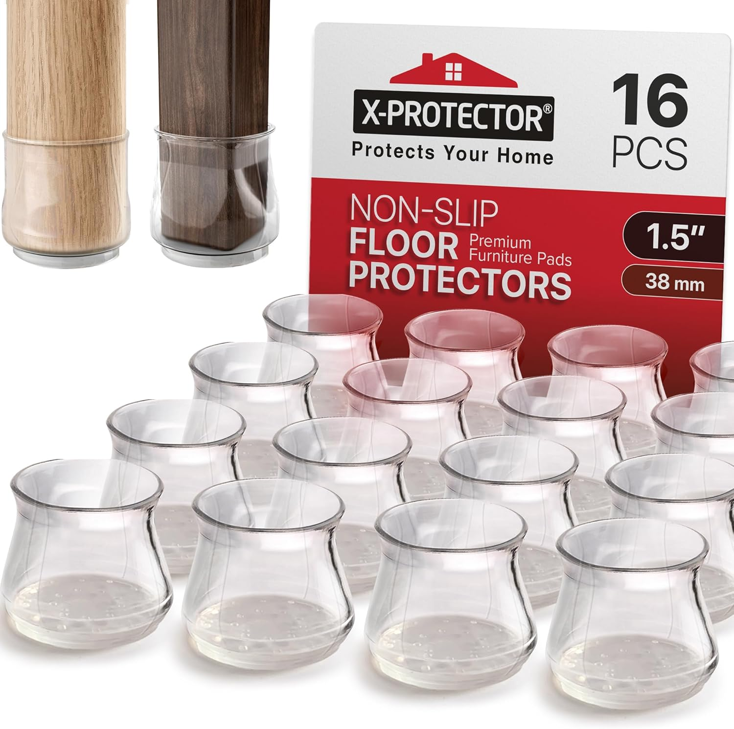 Silicone Chair Leg Floor Protectors with Non-Slip Furniture Pads X-Protector 16 PCS - Anti-Slip Chair Leg Covers - Non-Skid Furniture Leg Caps - Chair Leg Socks - Furniture Pads for Hardwood Floors! image number 4