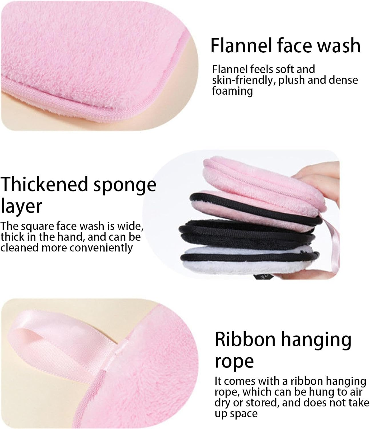 Washable Makeup Remover Pads - 4 Count Facial Cleaning Cloth,Eco-Friendly Washable Face Washcloth for Face, Eyes, Foundation image number 3