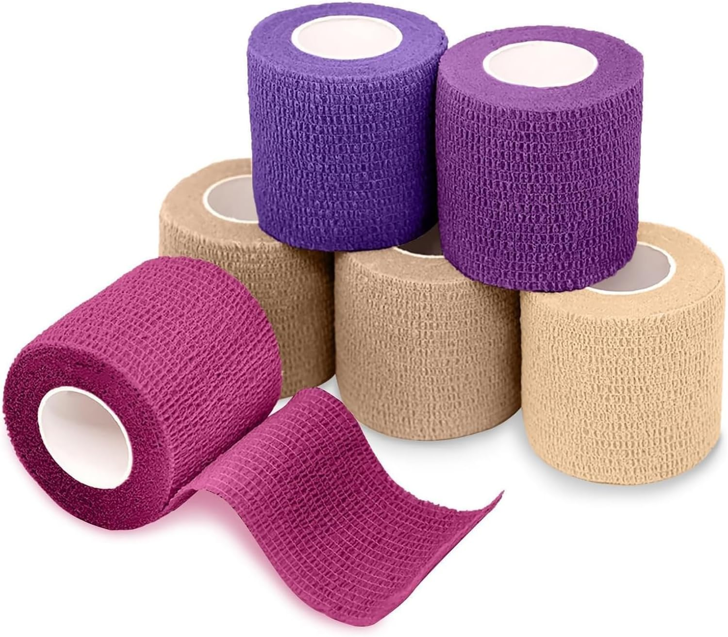 Self-Adhesive Bandage Wrap 6 Rolls - 2" X 5 Yards Cohesive Tape for First Aid, Sports, Kids & Pets image number 2