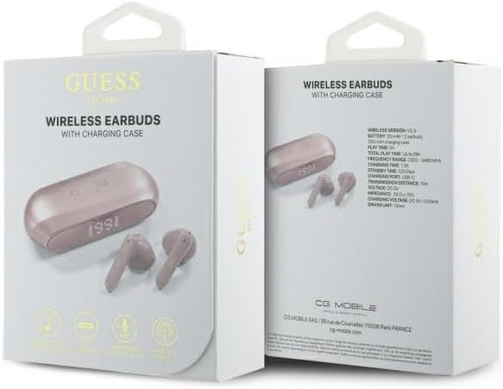CG Mobile Guess Bluetooth Headphones TWS + Elongated Metallic Logo Print Pink image number 5