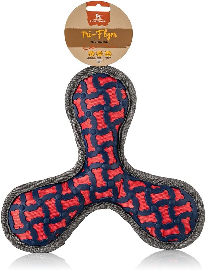 Knuffelwuff Tri Flyer Red Dog Toy Made of Rubber and Fabric - Grippy, Tooth-Friendly and Strengthening Binding - Floatable, Ideal for Play and Conditioning Training for All Large and Small Dogs image number 3