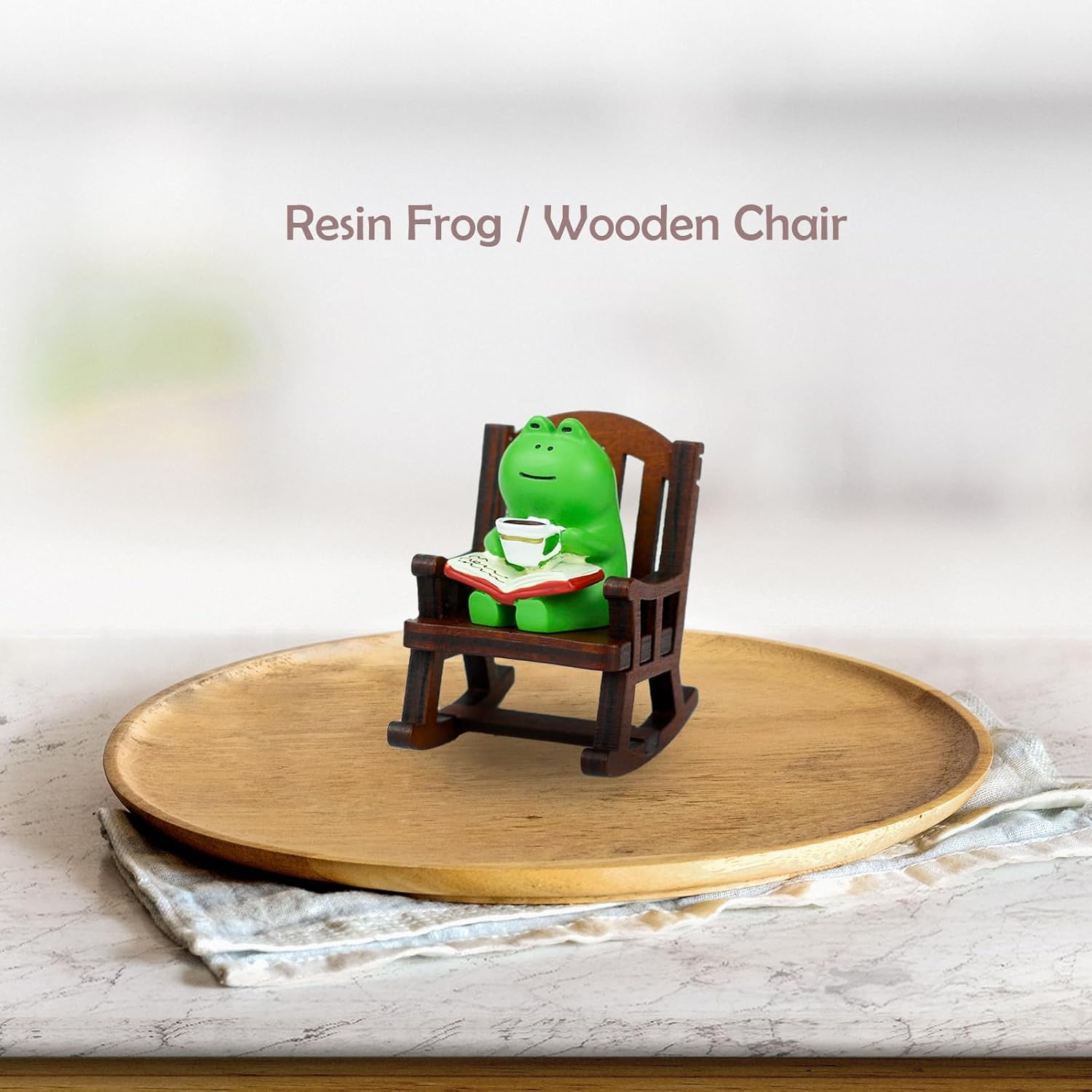 Cute Mini Frog Figurine with Small Sofa Resin Figure for Office Home Decor for Frog Lovers (Rocking Chair) - Book Frog-Pink image number 3