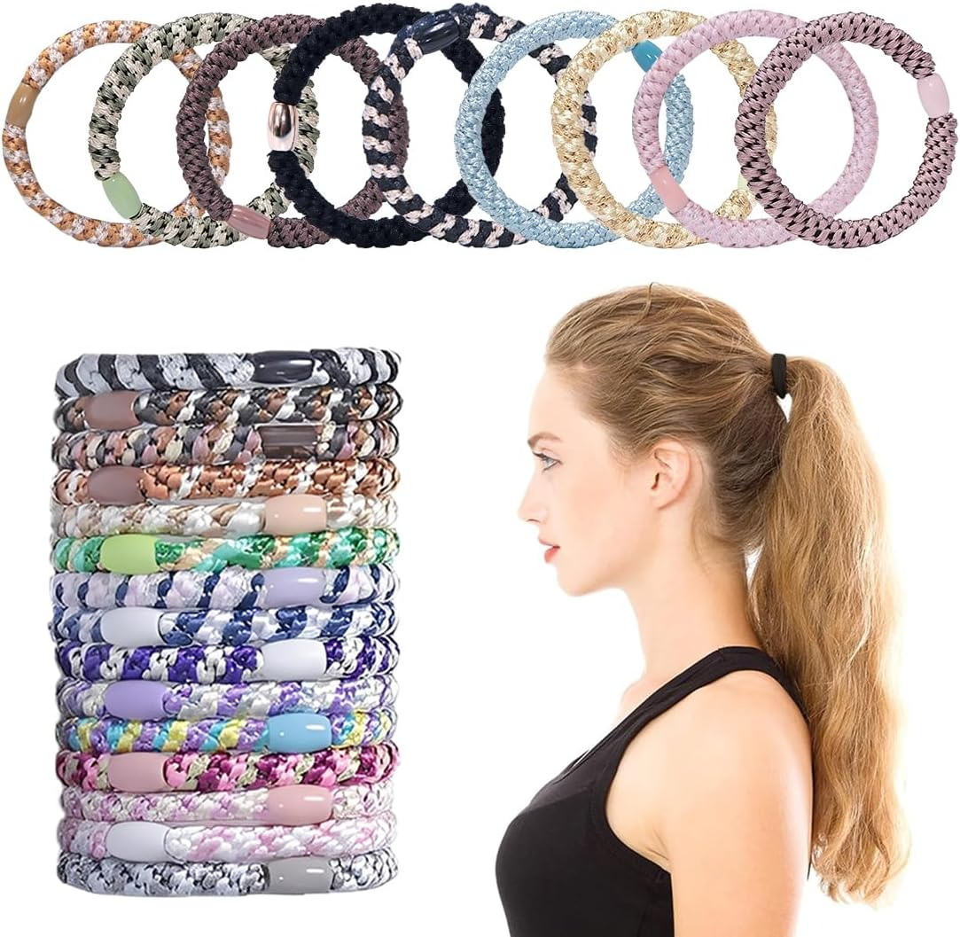 JYNXOR Women'S Hair Bobbles, Pack of 24 Hair Bobbles, Elastic Braid Elastics, Hair Bands, Women'S Multicoloured Elastic Bands, Fashion Braided Hair Ties, for Thick Hair and Curly Hair image number 5