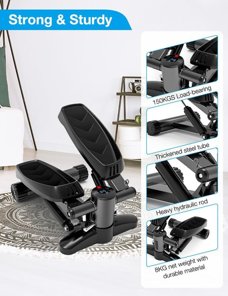 Mini Steppers for Exercise, Portable Mini Stair Stepper Exercise Equipment for Home with Resistance Band & Calories Display & Non-Slip Mat,Aerobic Step Fitness Machines for Office Workout image number 1