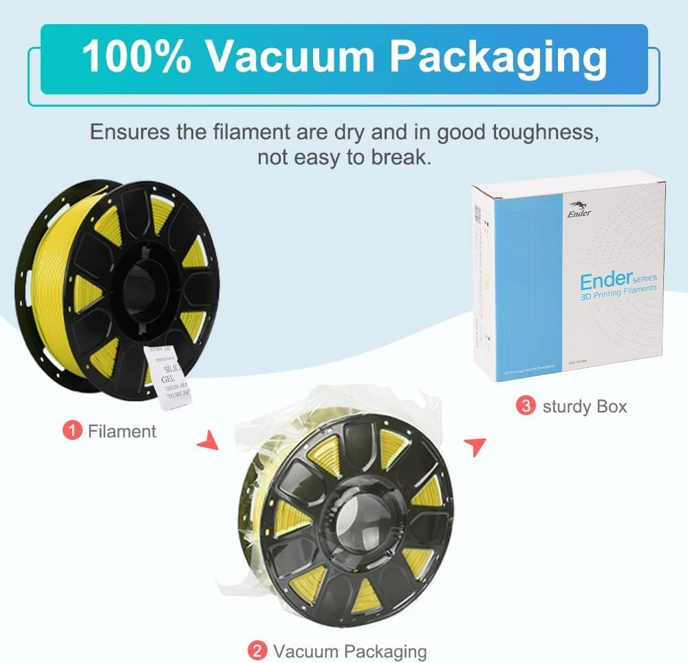 Ender PLA 3D Printer Filament,Pla Filament 1.75Mm No-Tangling, Strong Bonding and Overhang Performance Dimensional Accuracy +/-0.02Mm, 2.2Lbs/Spool,Fit Most FDM 3D Printers (1Kg Yellow) image number 2