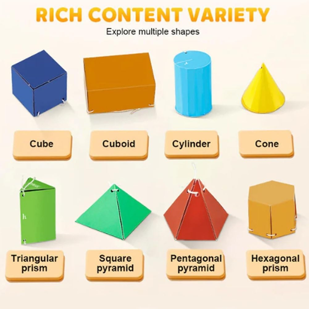 Pull String 3D Geometry Learning Book,3D Geometry Learning Book,Geometrys Learn Kit Teach Volume & Surface Area Formulas Exploration,Interactive Safe Braided Rope Design with Pop-Up Models image number 3