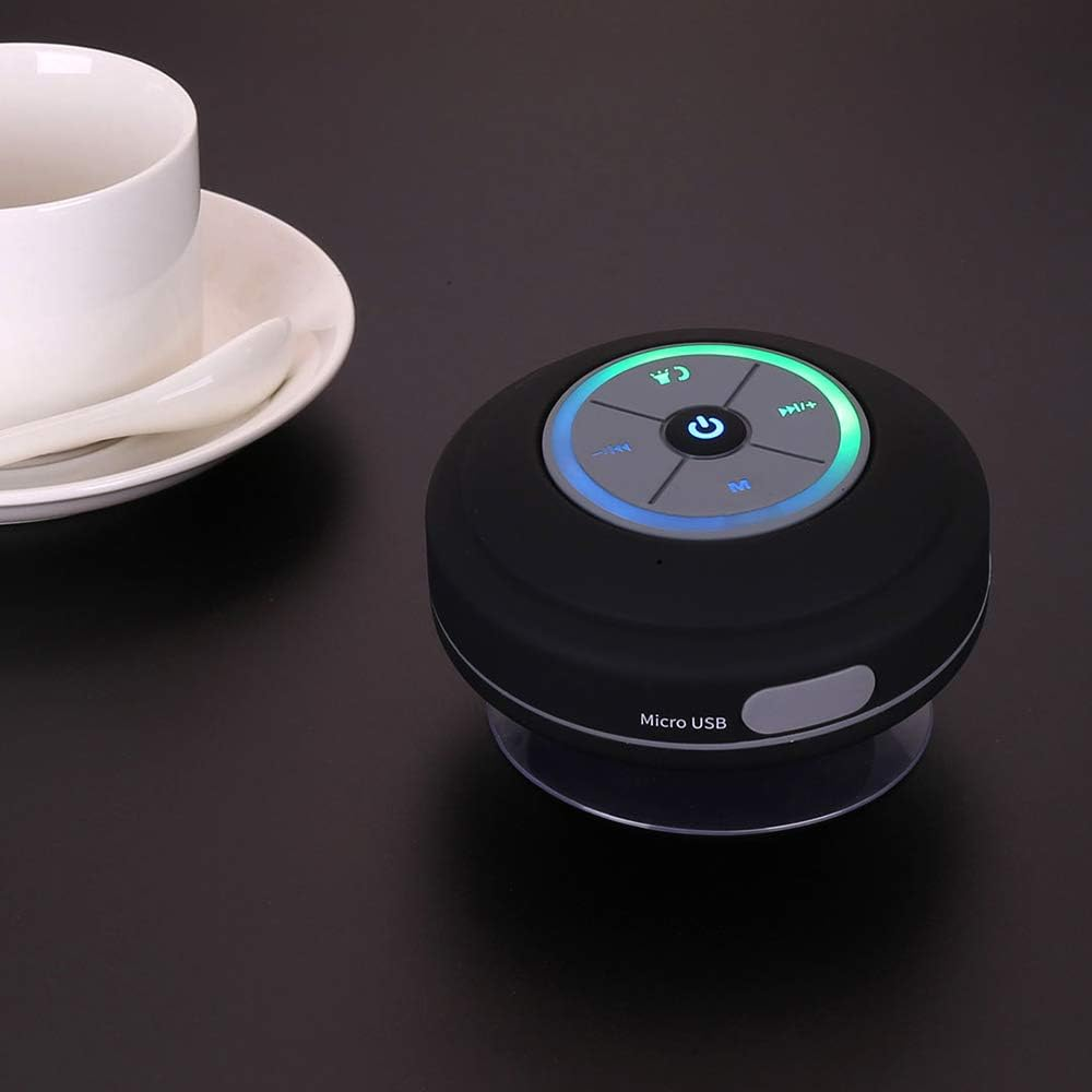 Wirel BT Shower Speaker IPX4 Portable Speakers with Light FM Radio Loud Stereo Sound Built-In MIC Suction Cup Speaker Support Hands-Free Call TF Card for Pool B Home Par Travel S White One Size image number 6