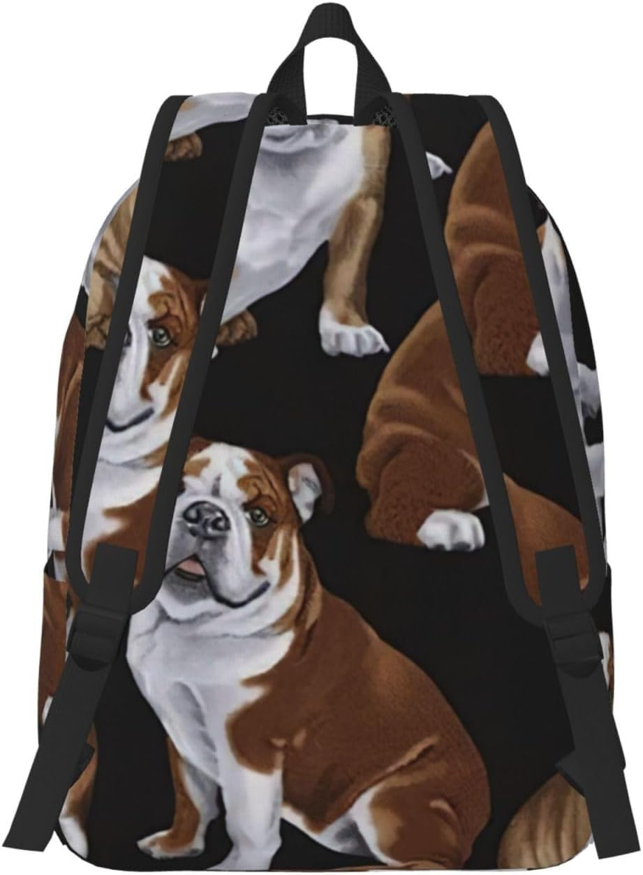 WURTON English Bulldogs Print Canvas Backpack &Acirc;&euro;&ldquo; Versatile Back Pack for All Unisex Work, Hiking Canvas Rucksack
