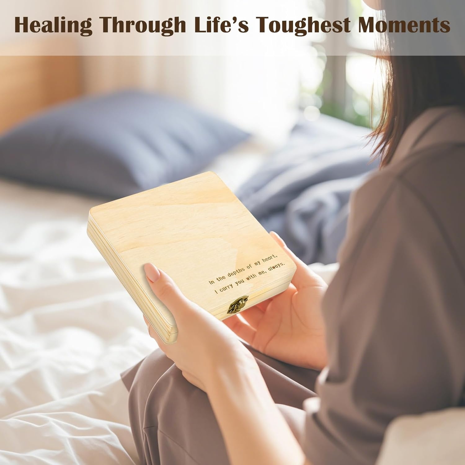 Miscarriage Gifts for Mothers, Memorial Box for Pregnancy Loss, Wooden Angel Baby Keepsake with Storage for Photo & Ornament - Comfort Sympathy Bereavement Gift for Parents, Mom and Dad image number 6