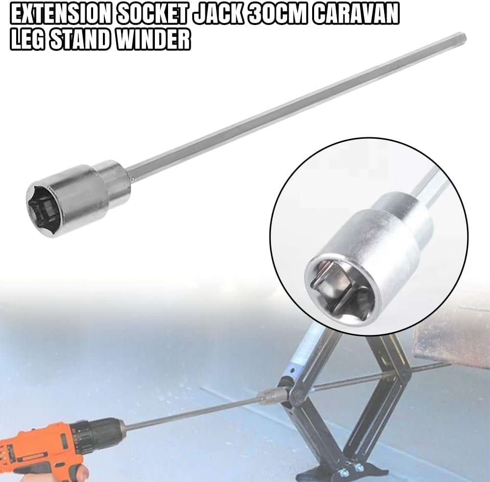 1X Extension Socket Jack 30Cm Caravan Leg Stand Winder Drill Attachment 19Mm AU image number 3