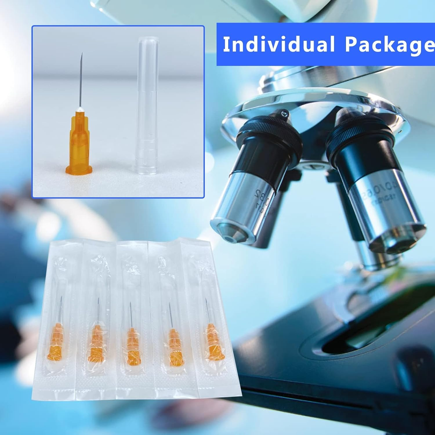 Jiayoushot 100 PCS 25 Ga Dispensing Needle,Individual Package of Injection Syringe Accessories with Luer Lock,Suitable for Refilling Liquid, Inks,Livestock & Industry(1Inch/25Mm) image number 2