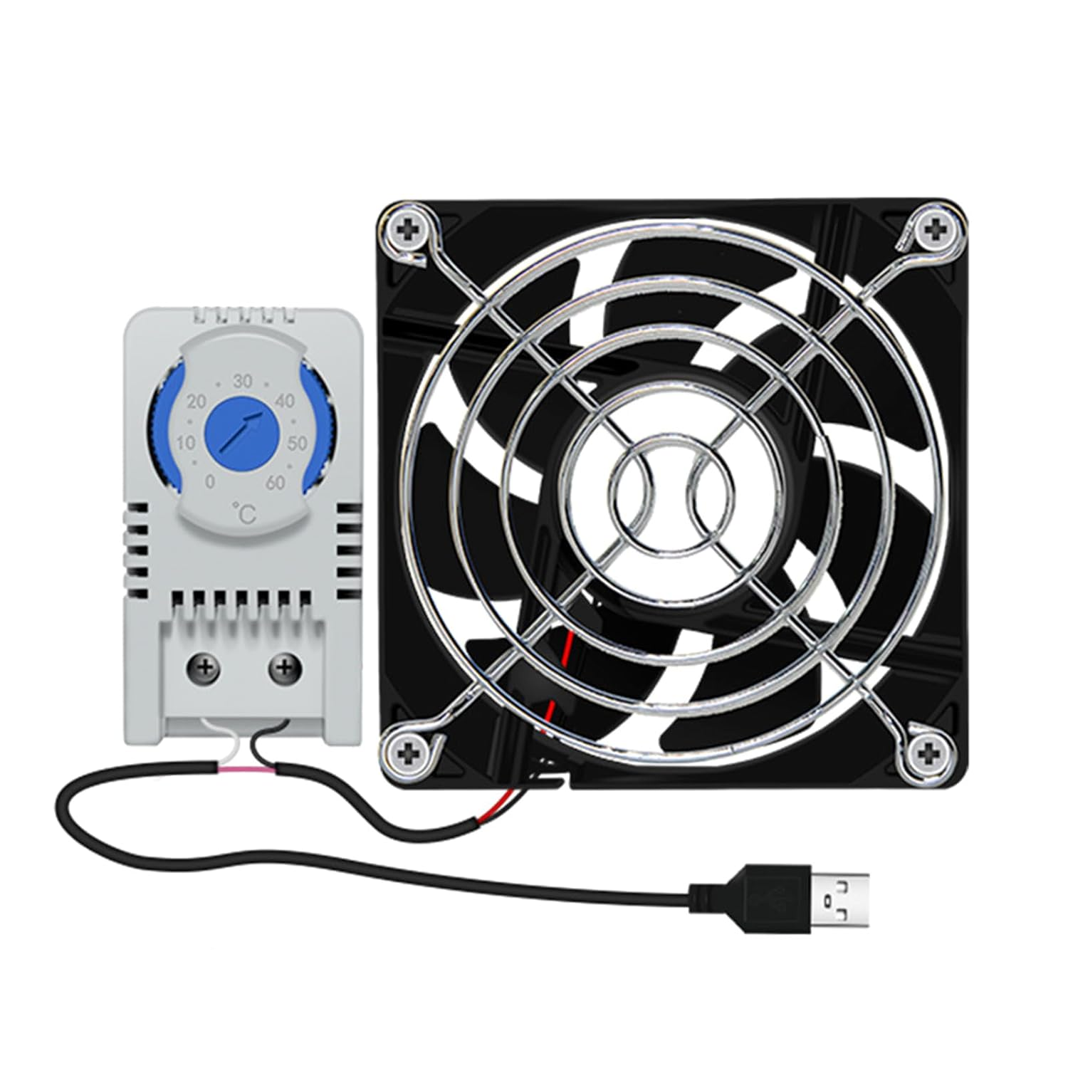 USB Cabinet 80Mm Fan Quiet Cooling Fan Systems with 0-60℃ Temperature Control for Home Theater Cabinets Computer image number 5