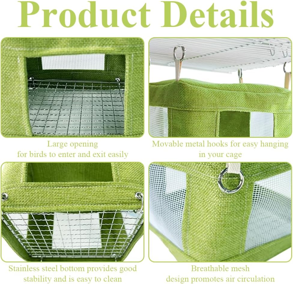 Cool Bird'S Nest,Hanging Hammock Tent,Summer Breathable Bottom Mesh Mat,Pet Cave Hammock,Parrot Nest Tent Stand,Pet Supplies,For Medium Birds,Parrots