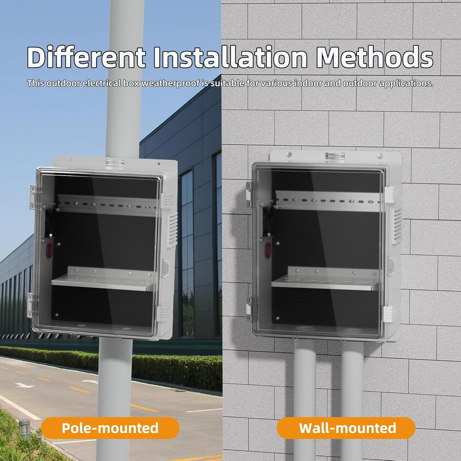 Joinfworld White Outdoor Electrical Box Waterproof Clear Enclosure, 16X11X6 ABS Plastic Wifi Box with Fan Vented Dust Screen image number 4