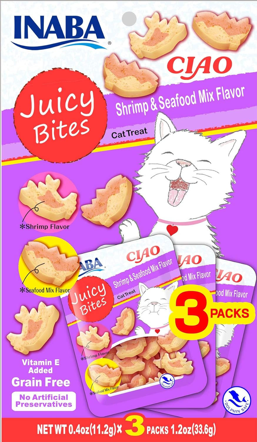 INABA Juicy Bites Shrimp and Seafood Mix Flavor, 33.9 Grams (USA704A) image number 2