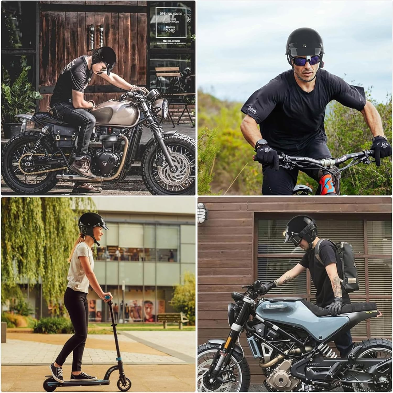 Motorcycle Half Hel-Met with Visor for Adults ,ECE/DOT Approved Lightweight Adjustable City Scooter Bicycle Hel-Met for Men Women image number 1