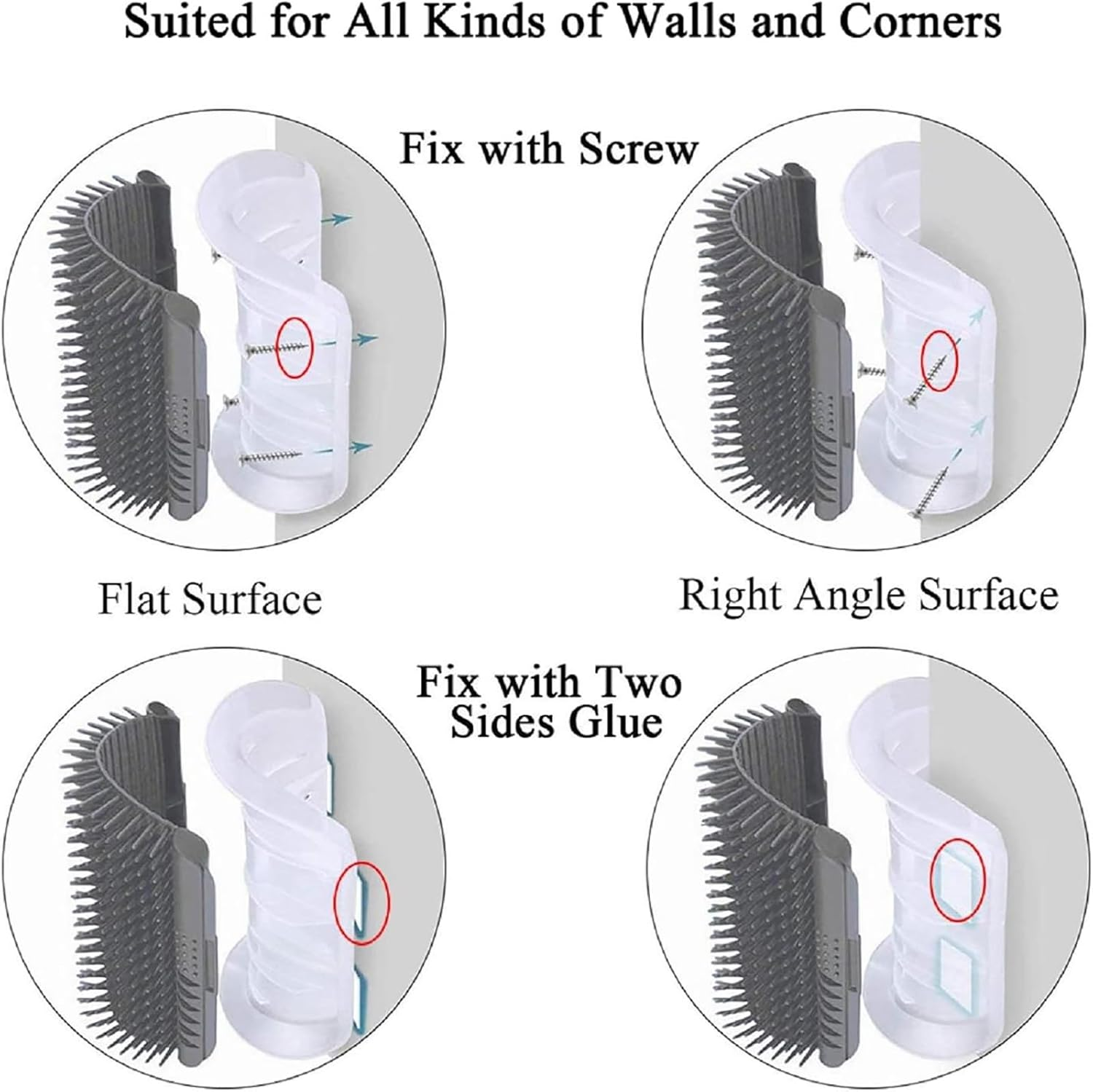 Cat Wall Corner Groomers，1Pcs Cat Hair Brush Soft Face Scratchers Brush, Pet Self Cleaning Slicker Brushes Corner Massage Comb for Long & Short Fur Cat Owners with Catnip(Grey） image number 6