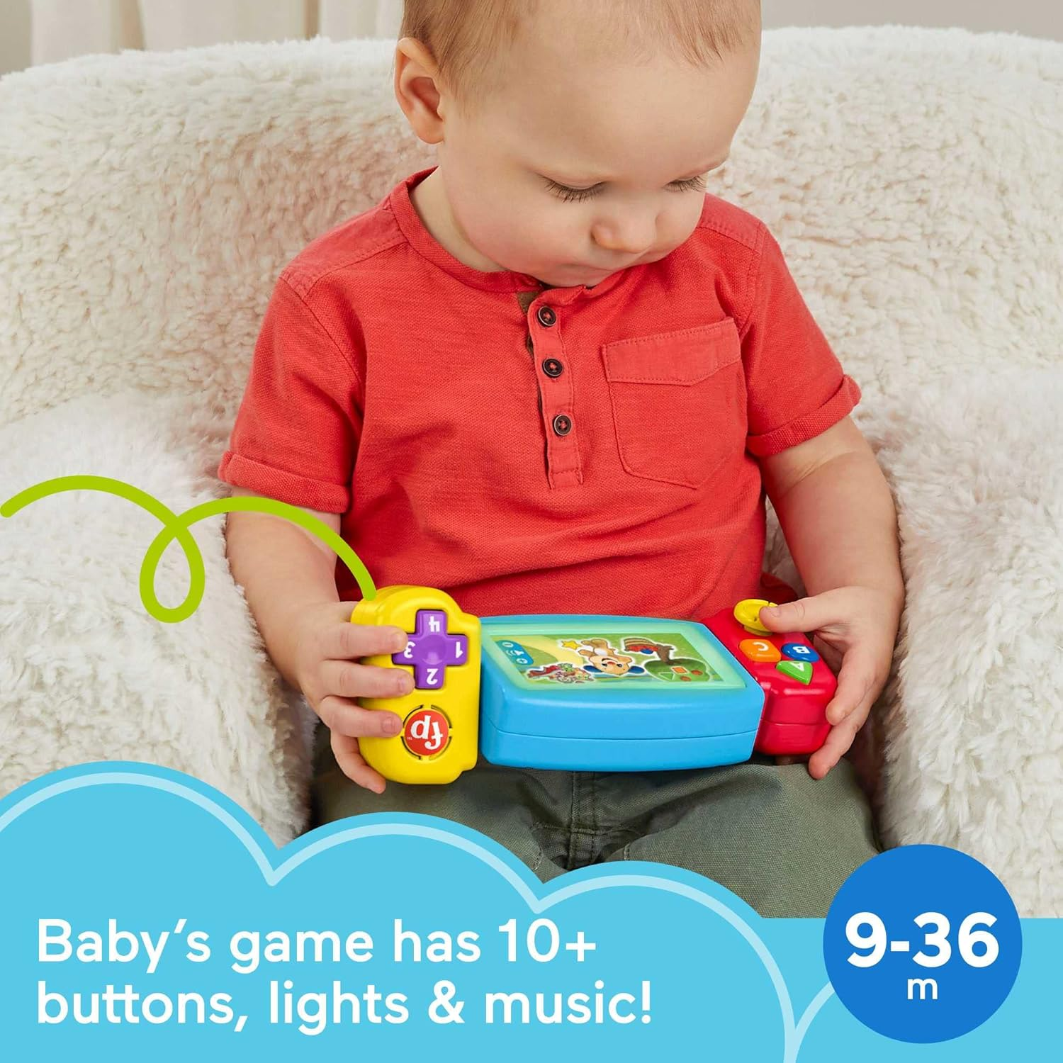 Fisher-Price Baby Learning Toy with Lights Music and Fine Motor Activities, Laugh & Learn Puppy&rsquo;S Activity Cube UK English Version​​