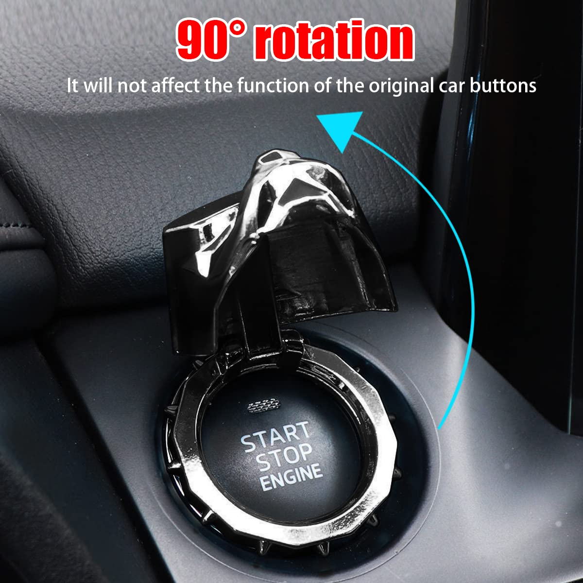 Zipelo Car Push to Start Button Cover, Vehicle Interior Engine Ignition Switch Protection Button Cover Sticker, Bully Dog Car One Button Start Stop Decorative Cover Universal for Car SUV Truck(Black) - Black image number 2