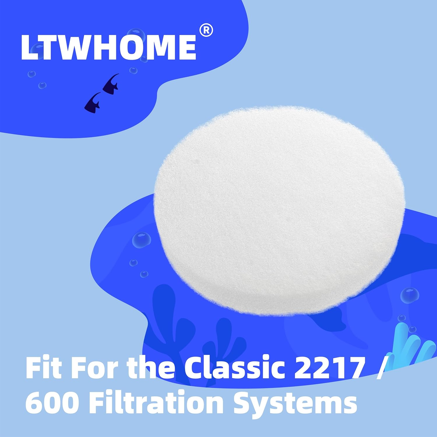 LTWHOME Fine Filter Media Pads Suitable Fit for Eheim Classic 2217/600 2616175 (Pack of 12) image number 1
