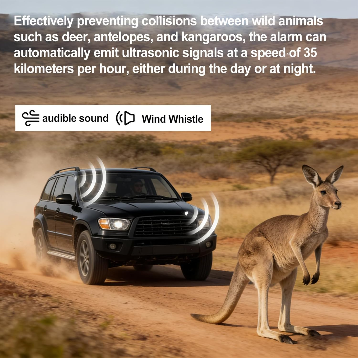 2 PCS Deer Whistles for Car - Ultrasonic Animal Warning Whistles with Adhesive Tape Vehicle Deer Alert Devices to Prevent Collisions Trucks Suvs Motorcycles Black