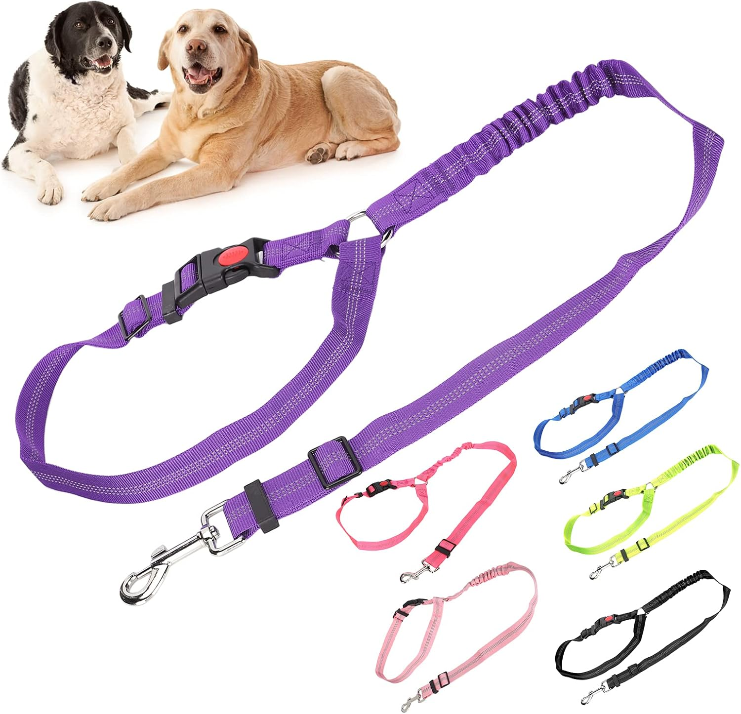 EVTSCAN Pet Seat Belt, Pet Adjustable Headrest Seat Belt Dog Nylon Reflective Safety Seatbelt Strap for Car(Black) image number 4