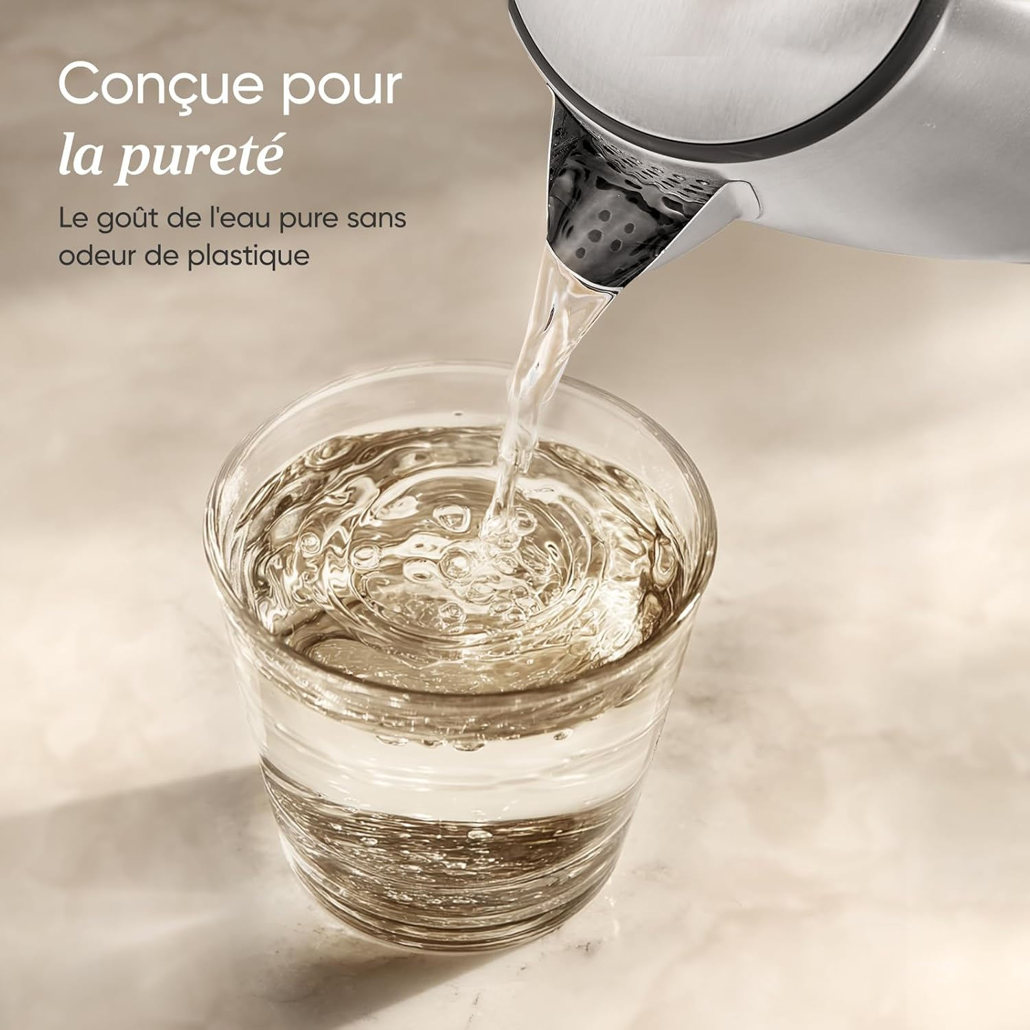 COSORI Stainless Steel Kettle, Bpa-Free, 1.7 L, Strix Technology, Boils in 3 Minutes, 2200 W, Large Opening, Boil-Dry Protection, 360&deg; Rotating Base, Silver/Black image number 3