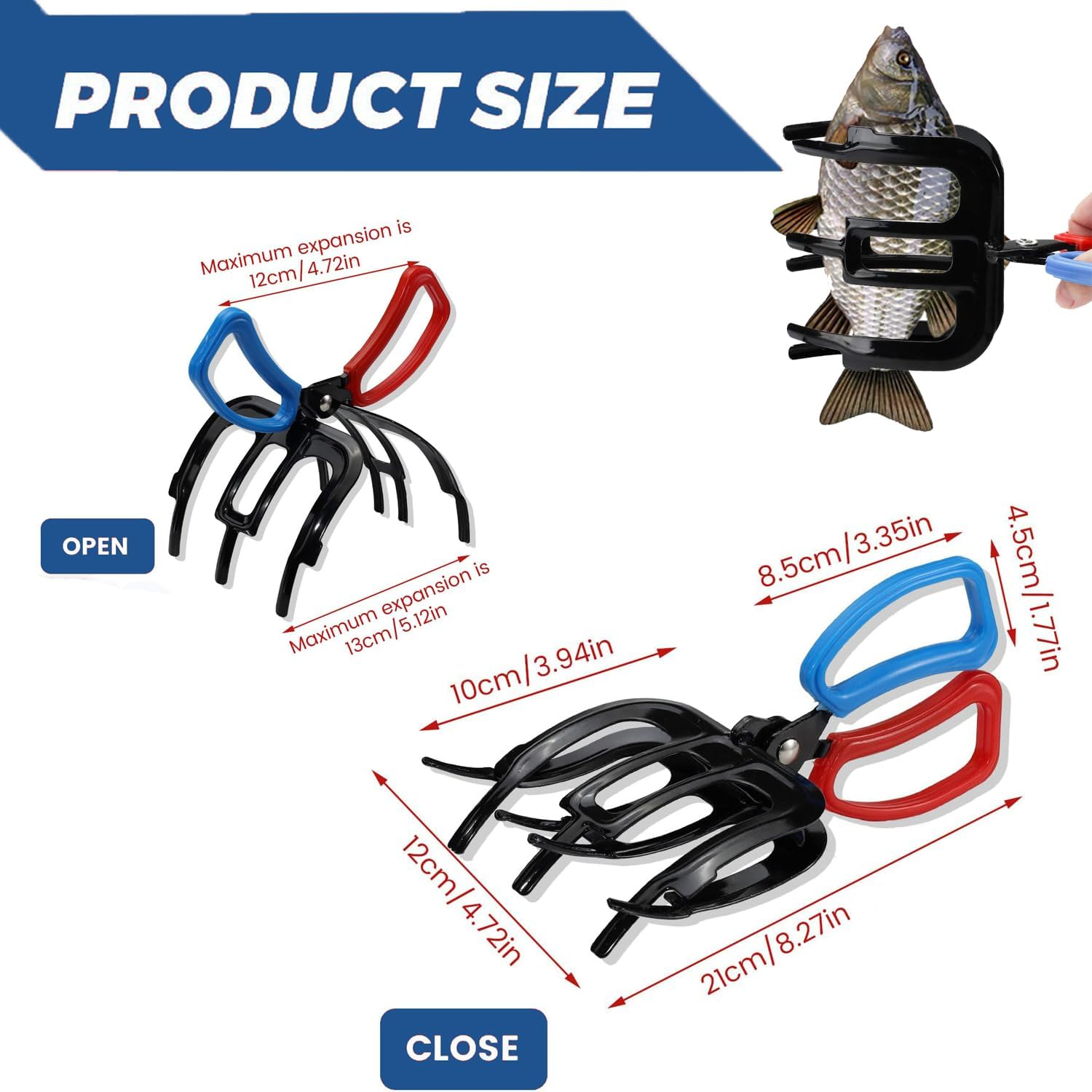 3 Claw Fish Gripper Stainless Steel Fishing Gripper Tool Must Have Fishing Pliers Multi Functional Fish Catching Tool for Freshwater Fish Essential Fishing Accessories image number 2