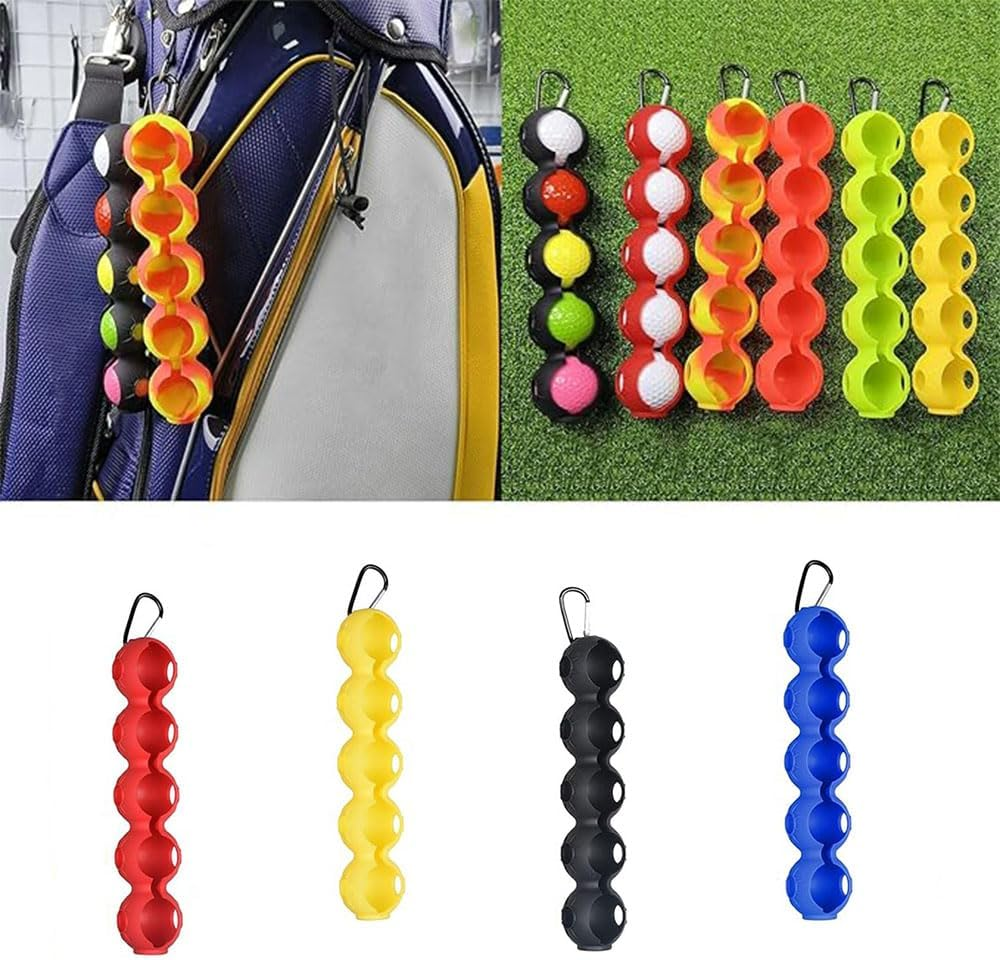 Golf Ball Holder Bag - Portable Pouch Holds 5 Balls, Easy Attachment to Bag Belt, Silicone Sleeve - Outdoor Sport Gifts for Men and Women - Black image number 7
