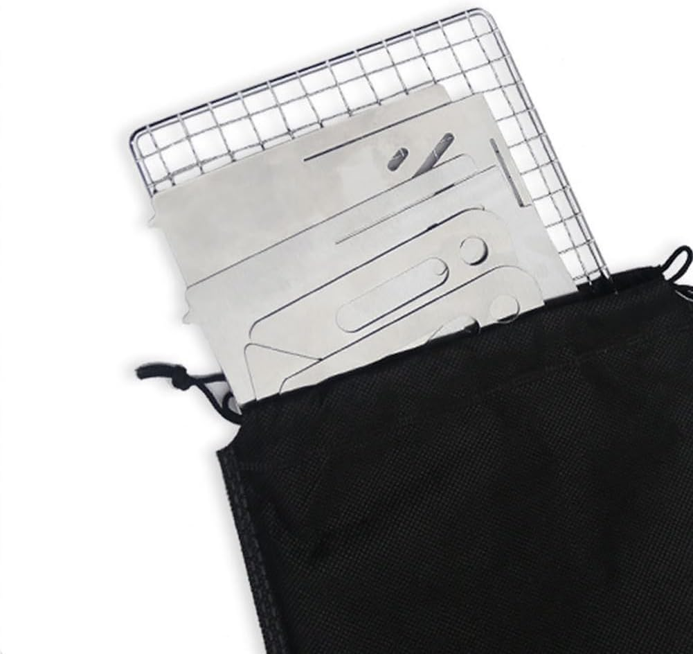 QUMOX Stainless Steel Portable Charcoal BBQ Grill with Ventilation Holes, Easy to Store, Perfect for Camping, Picnics, Beaches