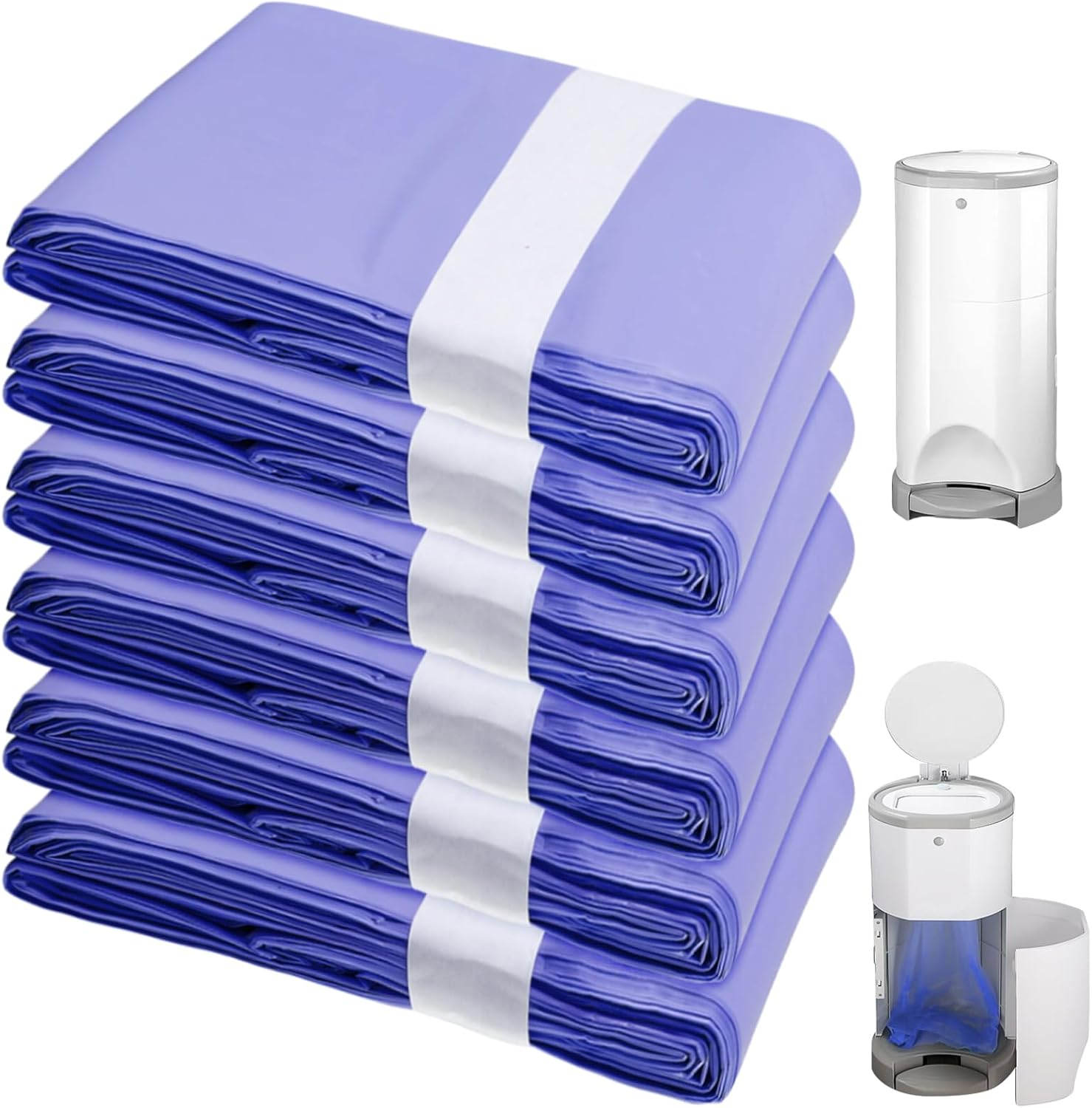 Pack of 6 Nappy Bin Refill Film Compatible with Basket, 16 L Refill Bag, Refill Film, Nappy Bin, Rubbish Bag, Nappy Bag, 12 M Long Nappy Disposal Bags