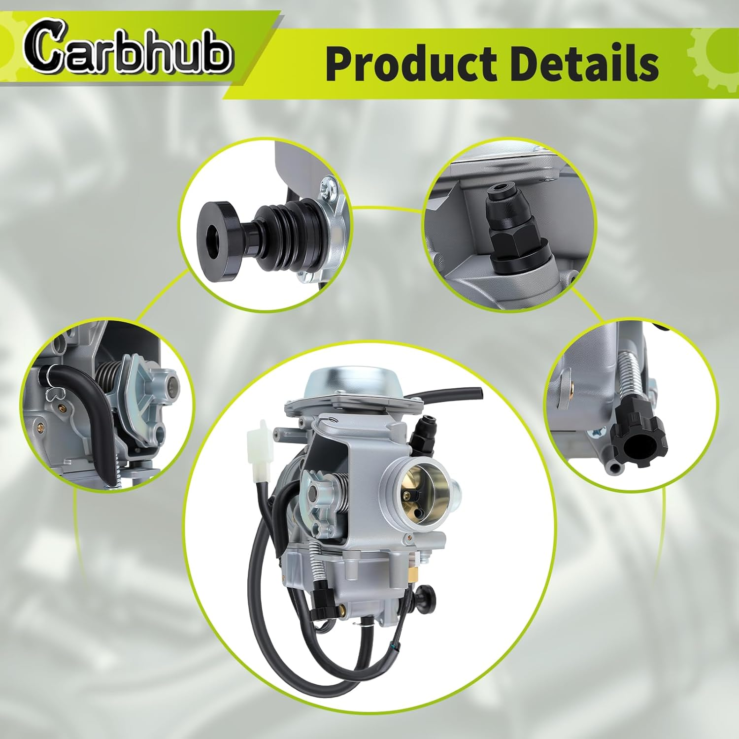 Carbhub Carburetor for Honda Foreman 450 TRX 450 TRX450ES TRX450FE TRX450FM TRX450S 1998-2004 Aftermarket Carb with Throttle Base Cover & Screw