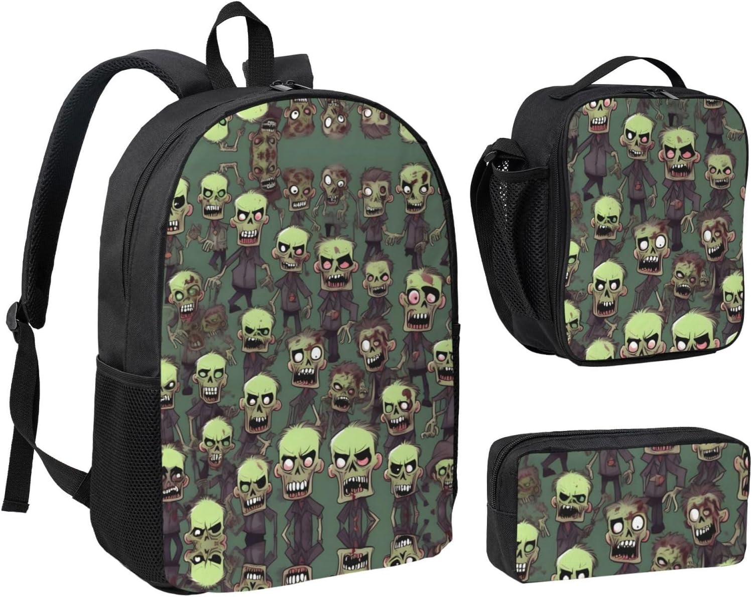 JIUTY Many Zombies Backpacks Backpack with Lunch Box and Pencil for Daily Commute image number 3