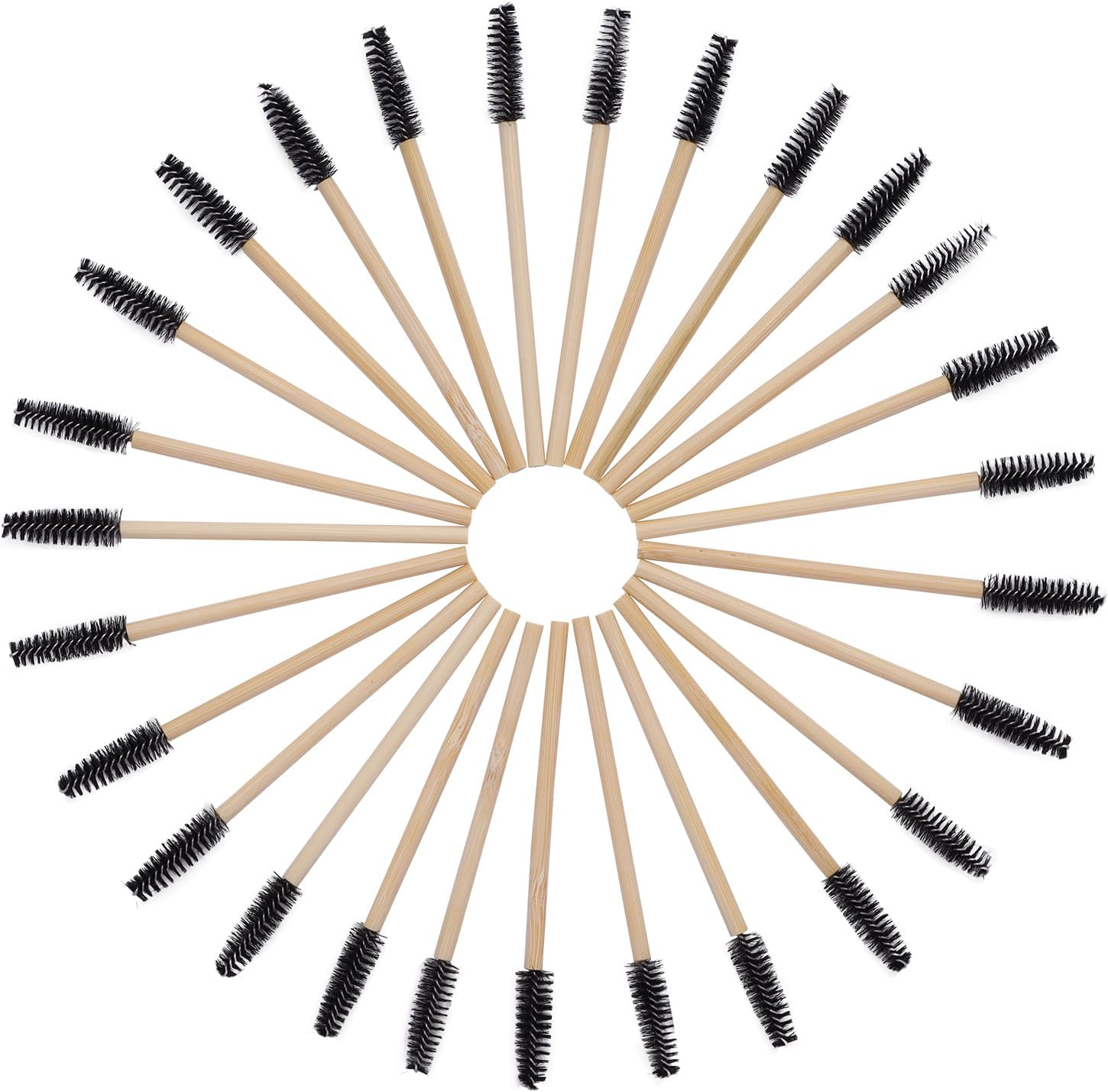 100Pcs Disposable Eyebrow Brushes Bamboo Handle Eyelash Brush Makeup Brush Eyelash Extension Mascara Wand Applicator Tools image number 4