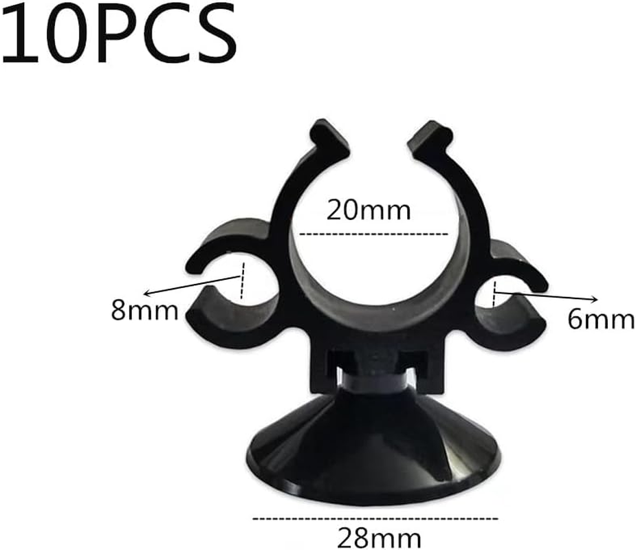 10 PCS Aquarium Suction Cup Pipe Holder, Wanfoou Suction Cup Clips, Black Double Buckle Wire Clip for Fish Tank Oxygen and Water Pipes, Durable Suction Mount for Turtle Tank and Cable Management image number 1
