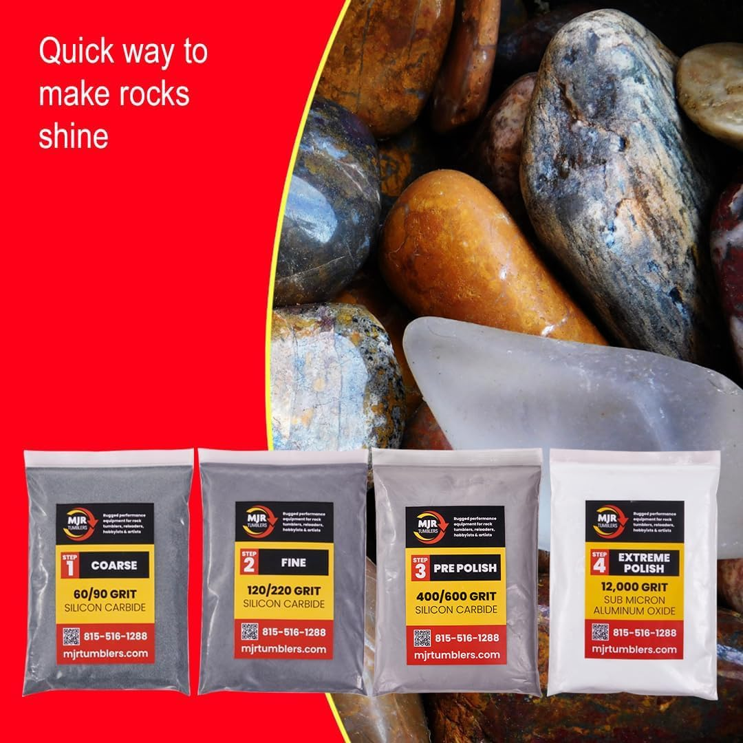 MJR Tumblers Refill Grit Kit for 3 LB Rock Tumblers Silicon Carbide Aluminum Oxide Media Polish image number 1